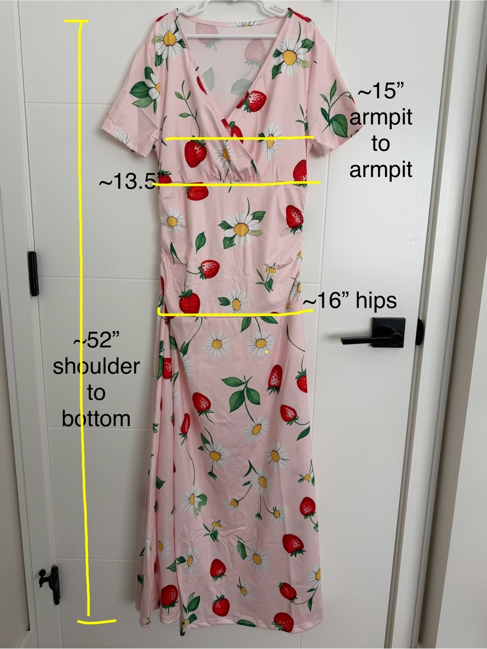 New Women’s Strawberry Maxi Dress Fitted Flare Mermaid Picnic Daisy V-Neck